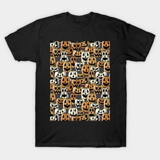 Pile of Jack o Laterns - Halloween Pattern - Bright Colors T-Shirt